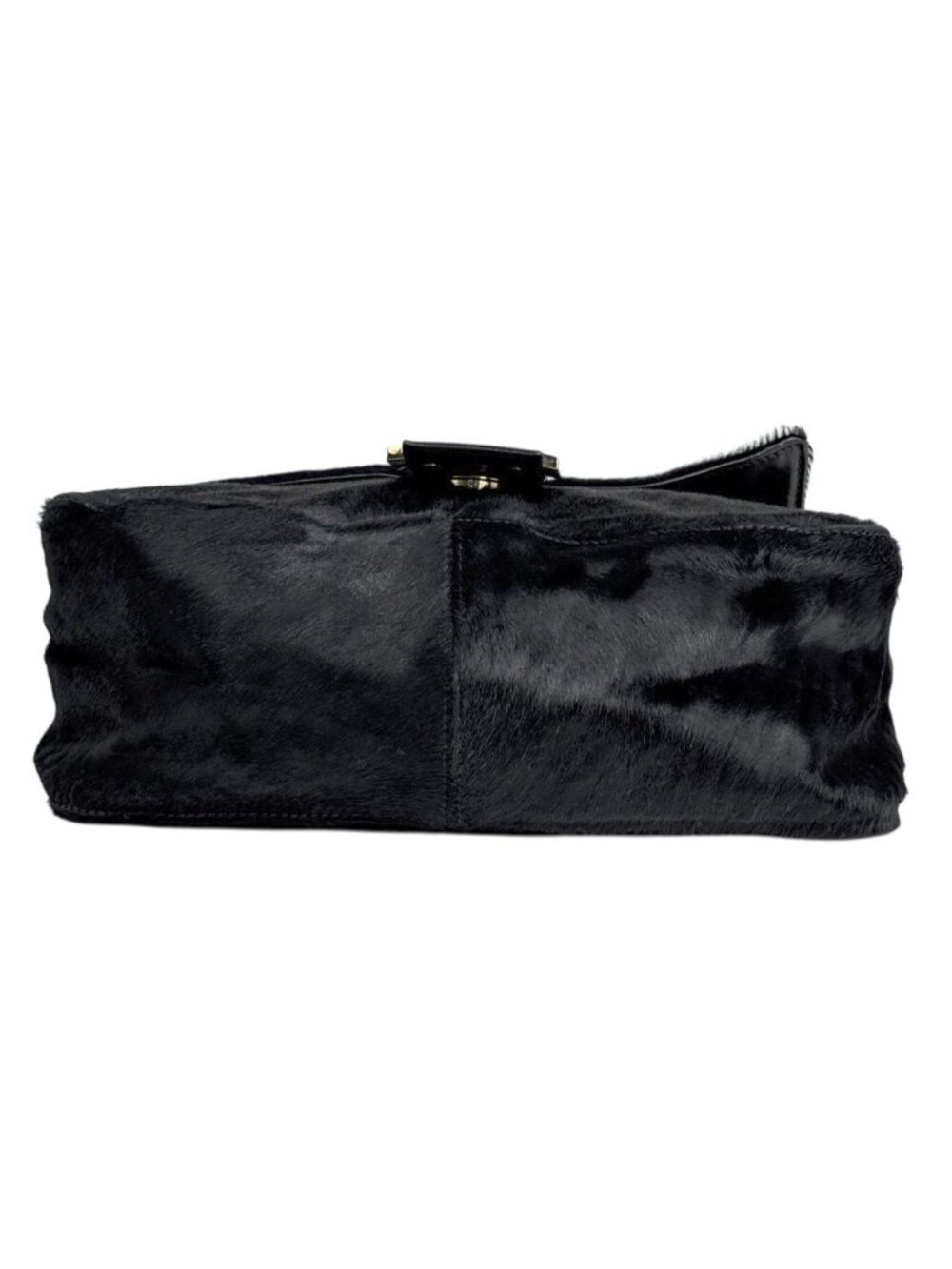 Fendi Zucca Logo Shoulder Bag Mamma Baguette Calf Hair Black - Picture 5 of 12